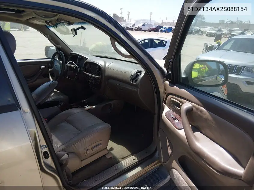 2002 Toyota Sequoia Sr5 V8 VIN: 5TDZT34AX2S088154 Lot: 45328524