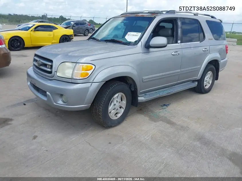 2002 Toyota Sequoia Limited V8 VIN: 5TDZT38A52S088749 Lot: 45330405