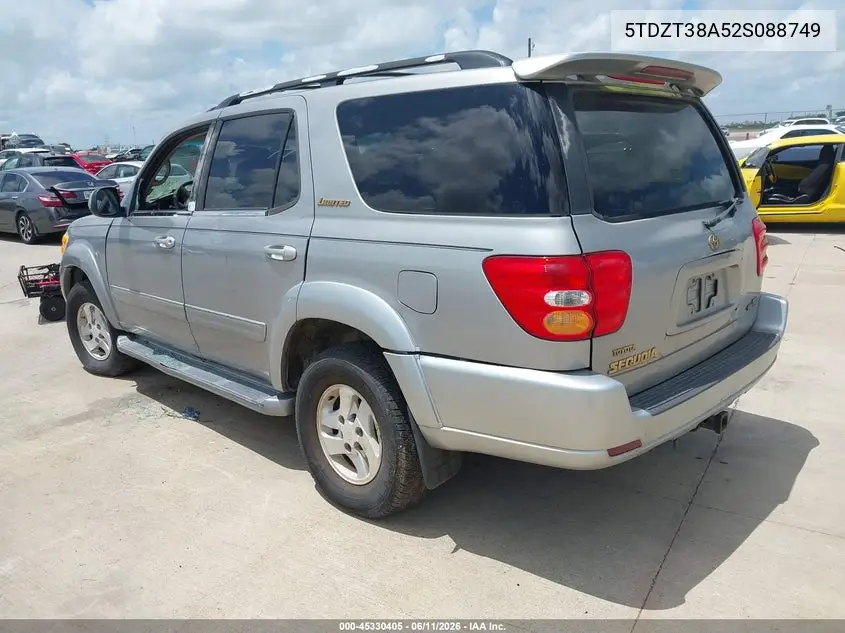 2002 Toyota Sequoia Limited V8 VIN: 5TDZT38A52S088749 Lot: 45330405