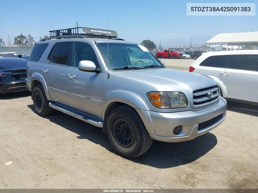 2002 Toyota Sequoia Limited V8 VIN: 5TDZT38A42S091383 Lot: 45366120