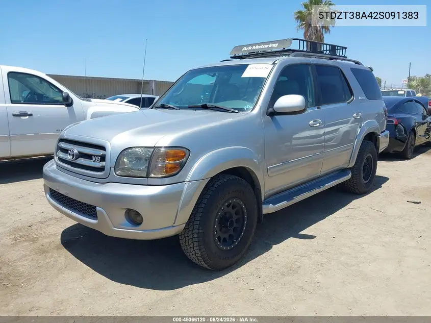 2002 Toyota Sequoia Limited V8 VIN: 5TDZT38A42S091383 Lot: 45366120