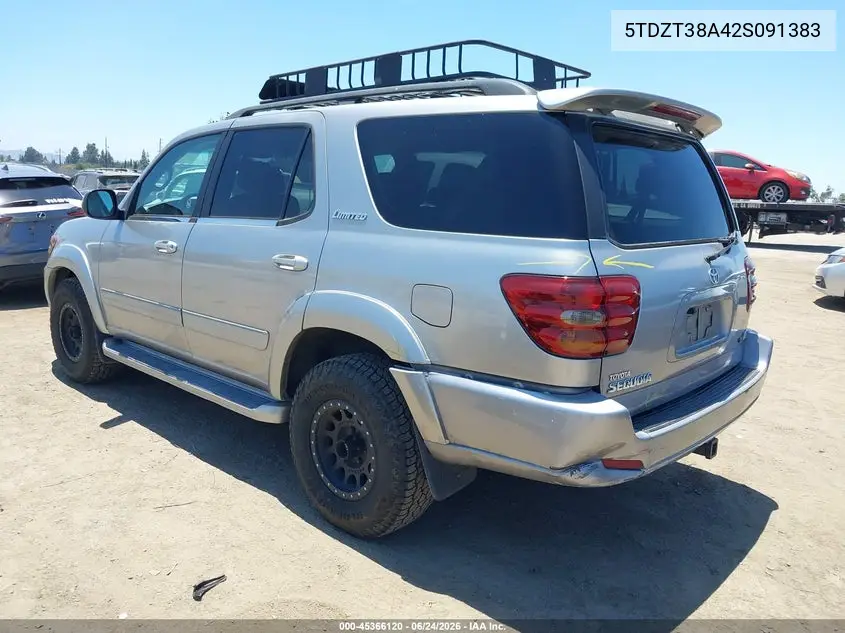 2002 Toyota Sequoia Limited V8 VIN: 5TDZT38A42S091383 Lot: 45366120