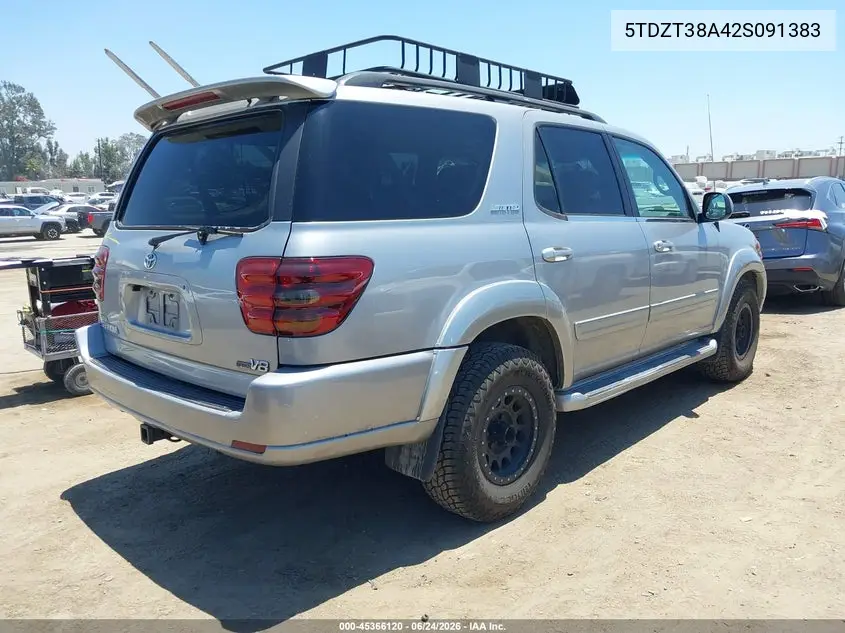 2002 Toyota Sequoia Limited V8 VIN: 5TDZT38A42S091383 Lot: 45366120