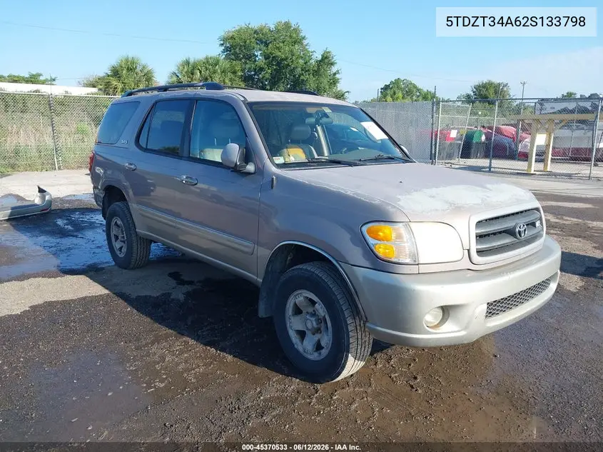 2002 Toyota Sequoia Sr5 V8 VIN: 5TDZT34A62S133798 Lot: 45370533