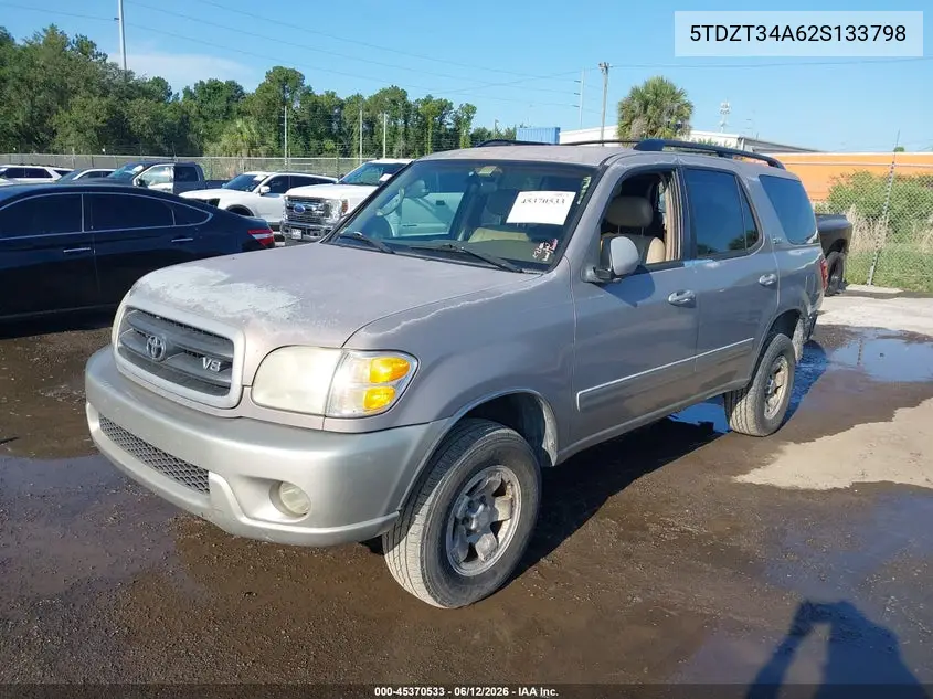 2002 Toyota Sequoia Sr5 V8 VIN: 5TDZT34A62S133798 Lot: 45370533