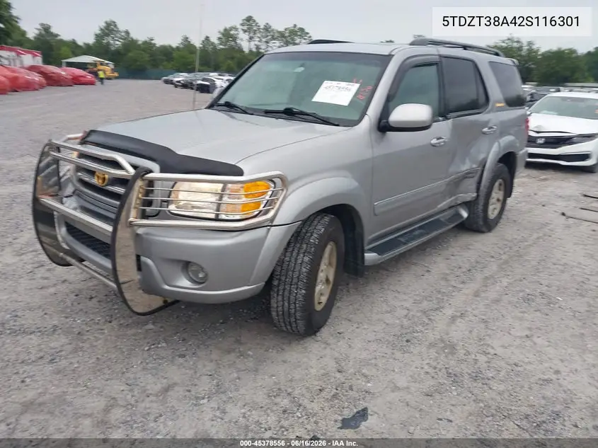 2002 Toyota Sequoia Limited V8 VIN: 5TDZT38A42S116301 Lot: 45378556