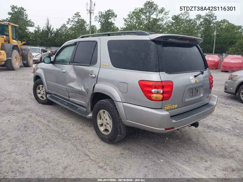 2002 Toyota Sequoia Limited V8 VIN: 5TDZT38A42S116301 Lot: 45378556