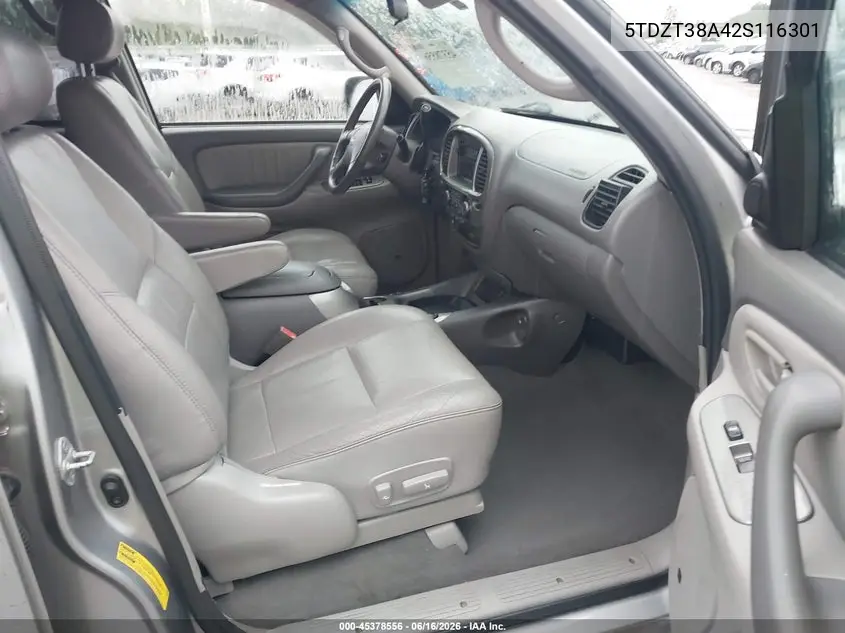 2002 Toyota Sequoia Limited V8 VIN: 5TDZT38A42S116301 Lot: 45378556