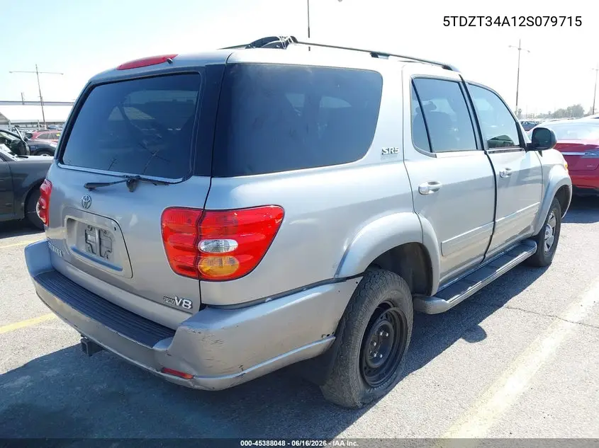 2002 Toyota Sequoia Sr5 V8 VIN: 5TDZT34A12S079715 Lot: 45388048