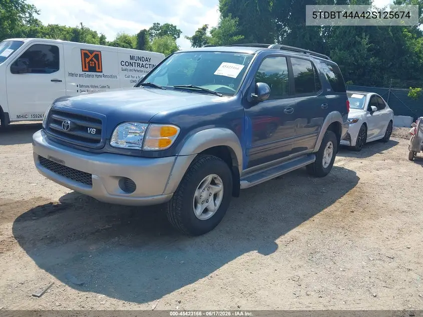 2002 Toyota Sequoia Sr5 V8 VIN: 5TDBT44A42S125674 Lot: 45423166