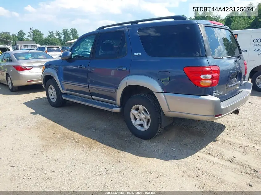2002 Toyota Sequoia Sr5 V8 VIN: 5TDBT44A42S125674 Lot: 45423166