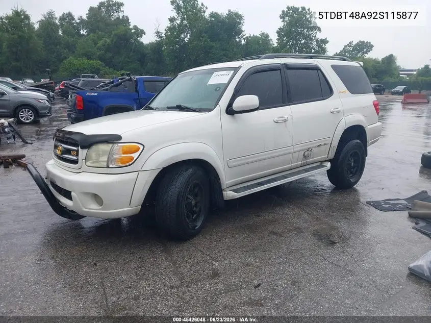 2002 Toyota Sequoia Limited V8 VIN: 5TDBT48A92S115877 Lot: 45426048