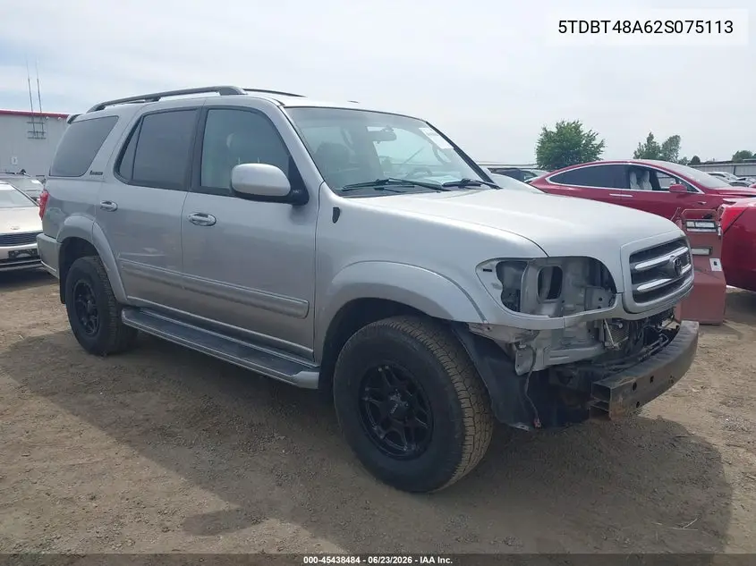 2002 Toyota Sequoia Limited V8 VIN: 5TDBT48A62S075113 Lot: 45438484