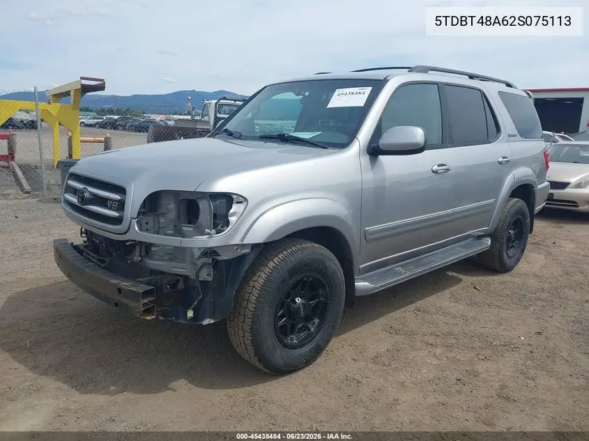 2002 Toyota Sequoia Limited V8 VIN: 5TDBT48A62S075113 Lot: 45438484