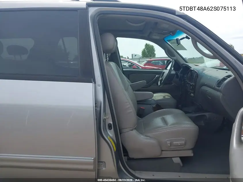 2002 Toyota Sequoia Limited V8 VIN: 5TDBT48A62S075113 Lot: 45438484