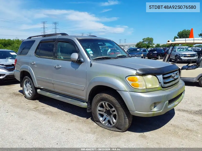 2002 Toyota Sequoia Limited V8 VIN: 5TDBT48A92S076580 Lot: 45457077