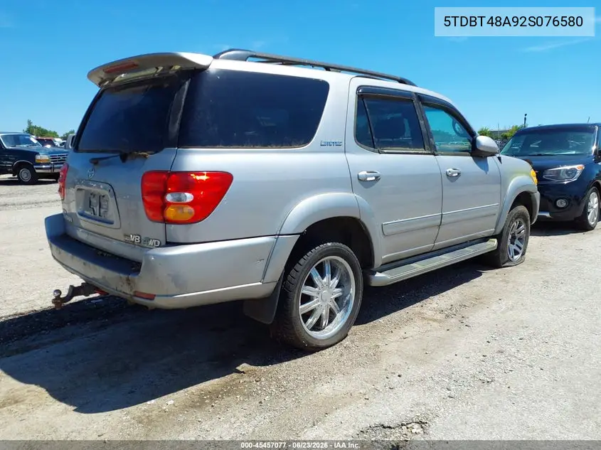 2002 Toyota Sequoia Limited V8 VIN: 5TDBT48A92S076580 Lot: 45457077