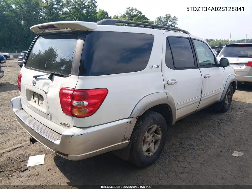 2002 Toyota Sequoia Sr5 V8 VIN: 5TDZT34A02S128841 Lot: 45486738