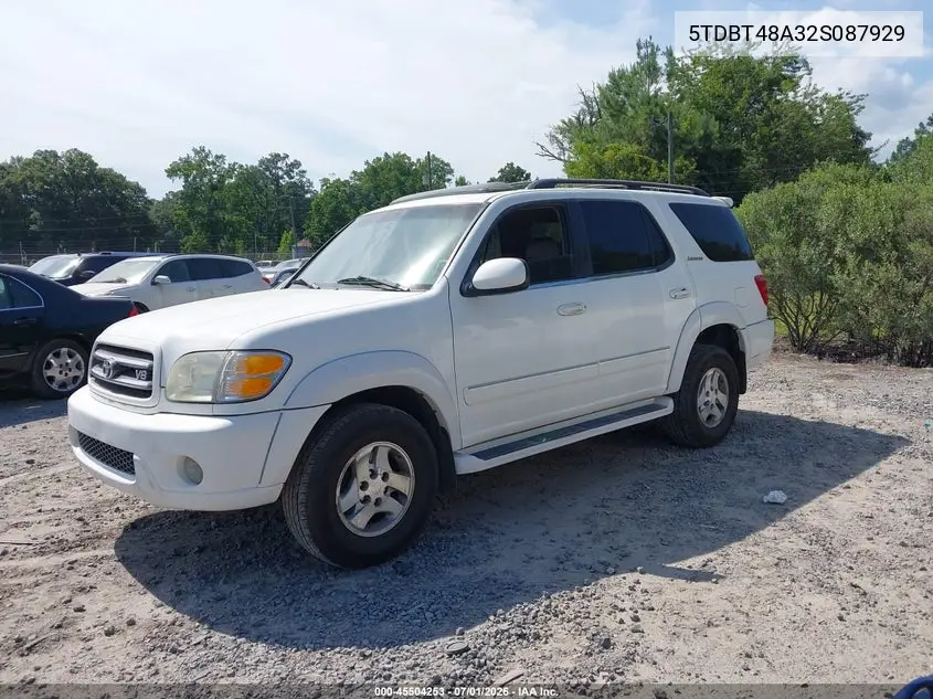 2002 Toyota Sequoia Limited V8 VIN: 5TDBT48A32S087929 Lot: 45504253