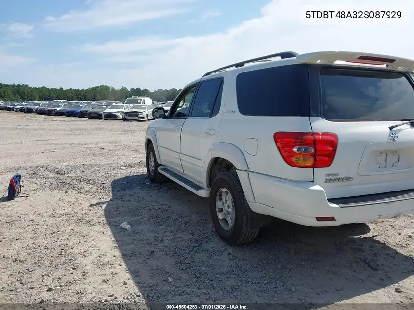 2002 Toyota Sequoia Limited V8 VIN: 5TDBT48A32S087929 Lot: 45504253