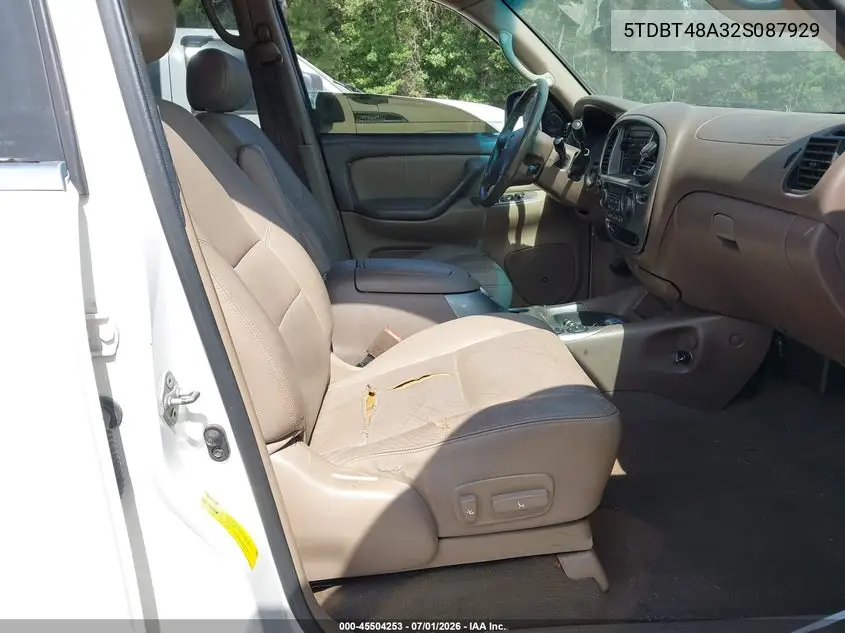2002 Toyota Sequoia Limited V8 VIN: 5TDBT48A32S087929 Lot: 45504253