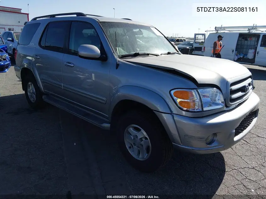 2002 Toyota Sequoia Limited V8 VIN: 5TDZT38A22S081161 Lot: 45554321