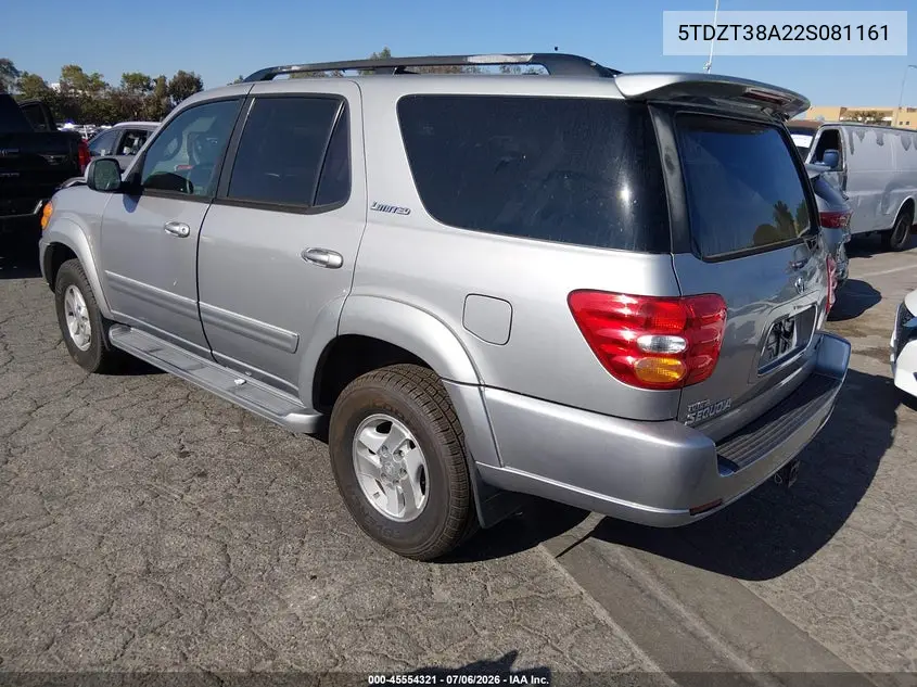 2002 Toyota Sequoia Limited V8 VIN: 5TDZT38A22S081161 Lot: 45554321