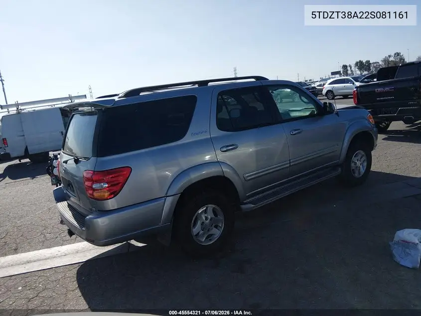 2002 Toyota Sequoia Limited V8 VIN: 5TDZT38A22S081161 Lot: 45554321