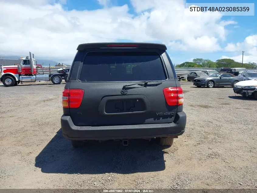 2002 Toyota Sequoia Limited V8 VIN: 5TDBT48A02S085359 Lot: 45571662