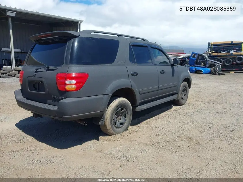 2002 Toyota Sequoia Limited V8 VIN: 5TDBT48A02S085359 Lot: 45571662