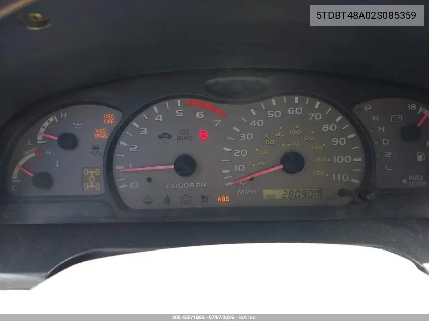 2002 Toyota Sequoia Limited V8 VIN: 5TDBT48A02S085359 Lot: 45571662