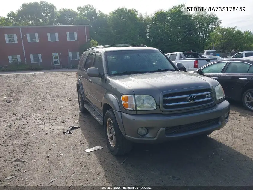 2003 Toyota Sequoia Limited V8 VIN: 5TDBT48A73S178459 Lot: 45213064