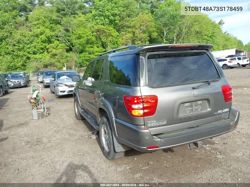 2003 Toyota Sequoia Limited V8 VIN: 5TDBT48A73S178459 Lot: 45213064