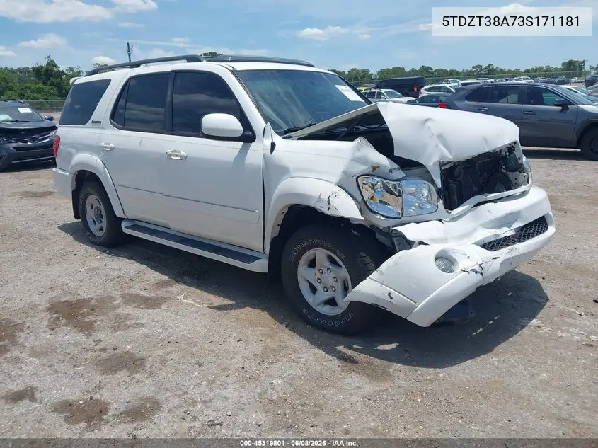 2003 Toyota Sequoia Limited V8 VIN: 5TDZT38A73S171181 Lot: 45319801