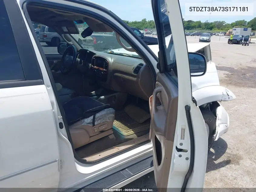 2003 Toyota Sequoia Limited V8 VIN: 5TDZT38A73S171181 Lot: 45319801