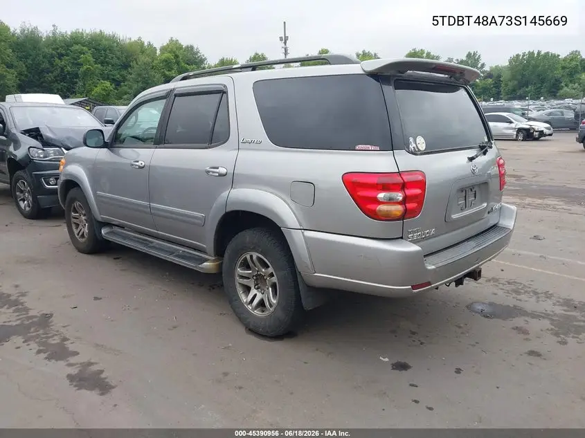 2003 Toyota Sequoia Limited V8 VIN: 5TDBT48A73S145669 Lot: 45390956