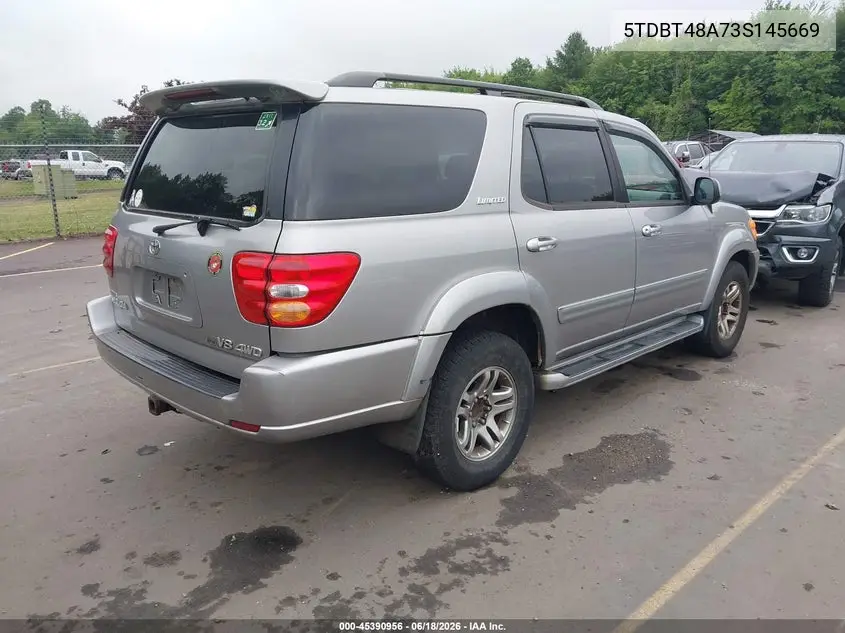 2003 Toyota Sequoia Limited V8 VIN: 5TDBT48A73S145669 Lot: 45390956