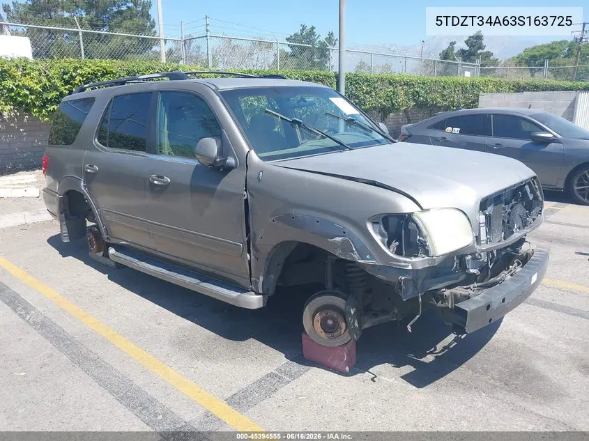 2003 Toyota Sequoia Sr5 V8 VIN: 5TDZT34A63S163725 Lot: 45394555