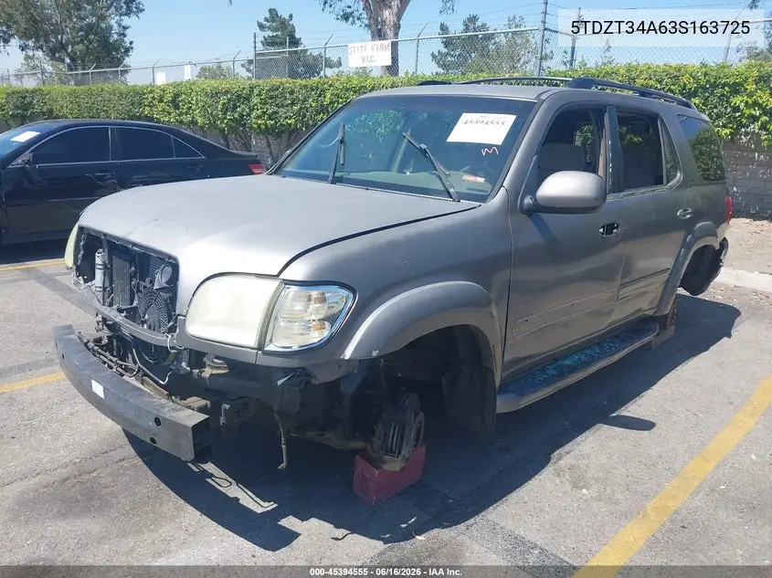 2003 Toyota Sequoia Sr5 V8 VIN: 5TDZT34A63S163725 Lot: 45394555