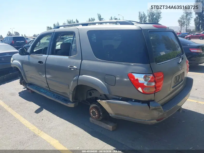 2003 Toyota Sequoia Sr5 V8 VIN: 5TDZT34A63S163725 Lot: 45394555