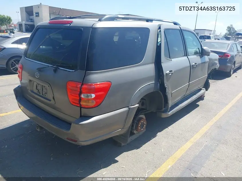 2003 Toyota Sequoia Sr5 V8 VIN: 5TDZT34A63S163725 Lot: 45394555