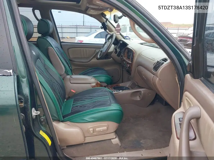 2003 Toyota Sequoia Limited V8 VIN: 5TDZT38A13S178420 Lot: 45467861