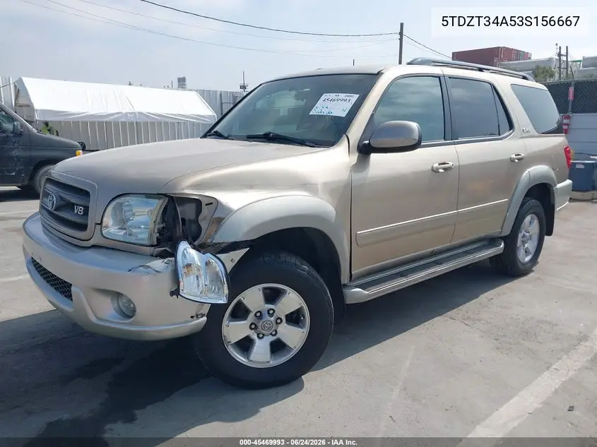 2003 Toyota Sequoia Sr5 V8 VIN: 5TDZT34A53S156667 Lot: 45469993