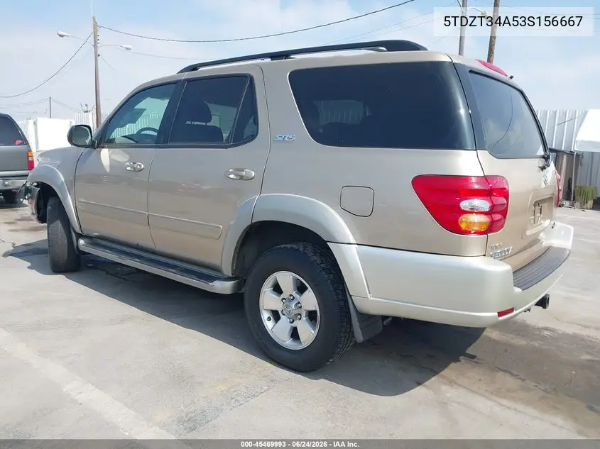 2003 Toyota Sequoia Sr5 V8 VIN: 5TDZT34A53S156667 Lot: 45469993
