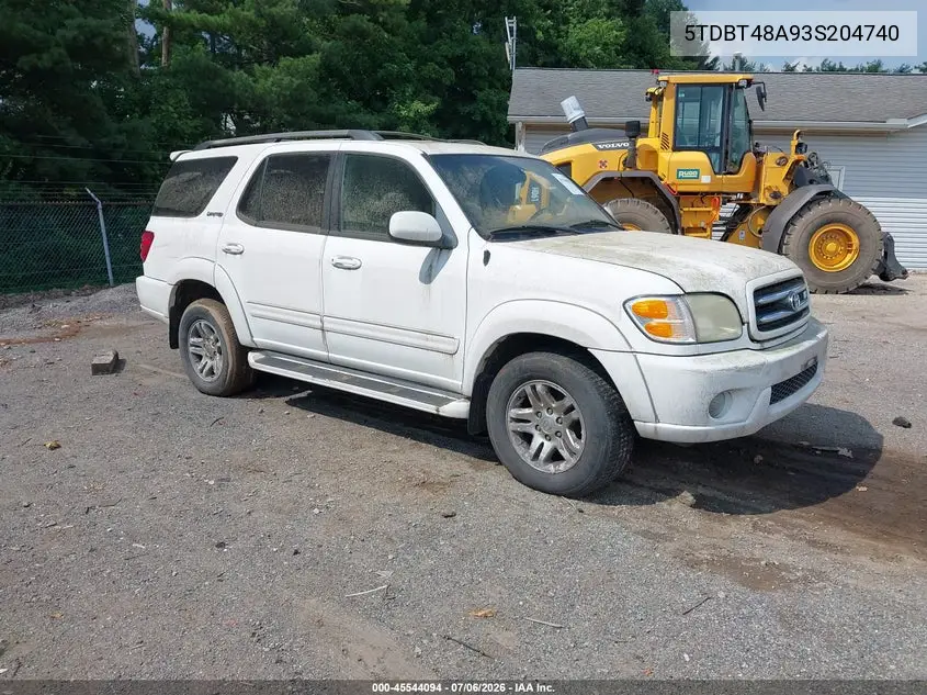 2003 Toyota Sequoia Limited V8 VIN: 5TDBT48A93S204740 Lot: 45544094