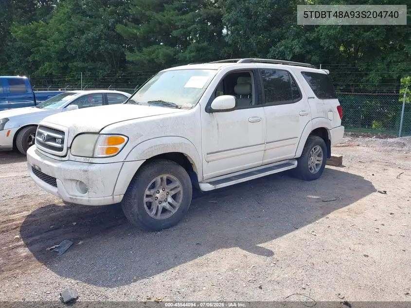2003 Toyota Sequoia Limited V8 VIN: 5TDBT48A93S204740 Lot: 45544094