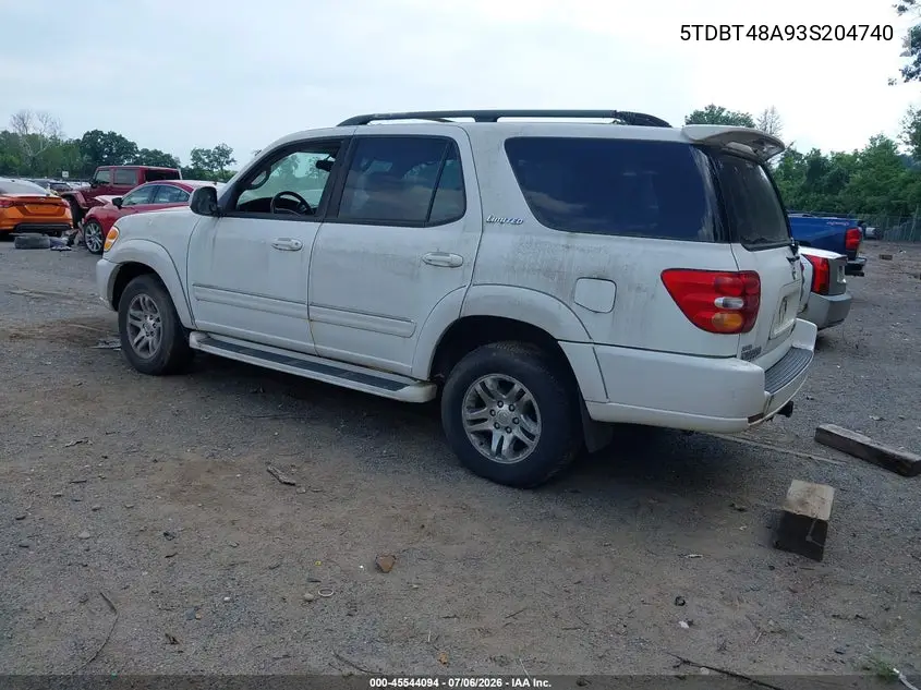 2003 Toyota Sequoia Limited V8 VIN: 5TDBT48A93S204740 Lot: 45544094
