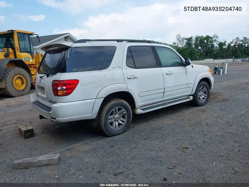 2003 Toyota Sequoia Limited V8 VIN: 5TDBT48A93S204740 Lot: 45544094