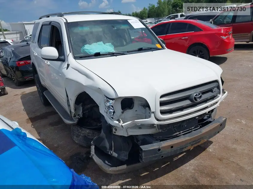 2003 Toyota Sequoia Sr5 V8 VIN: 5TDZT34A13S170730 Lot: 45550898