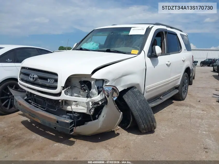 2003 Toyota Sequoia Sr5 V8 VIN: 5TDZT34A13S170730 Lot: 45550898